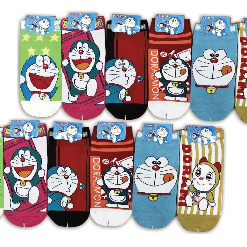 ถุงเท้าโดราเอม่อนแฟชั่น หน้าตรง คละสี คละลาย (แพ็ค) SET-2