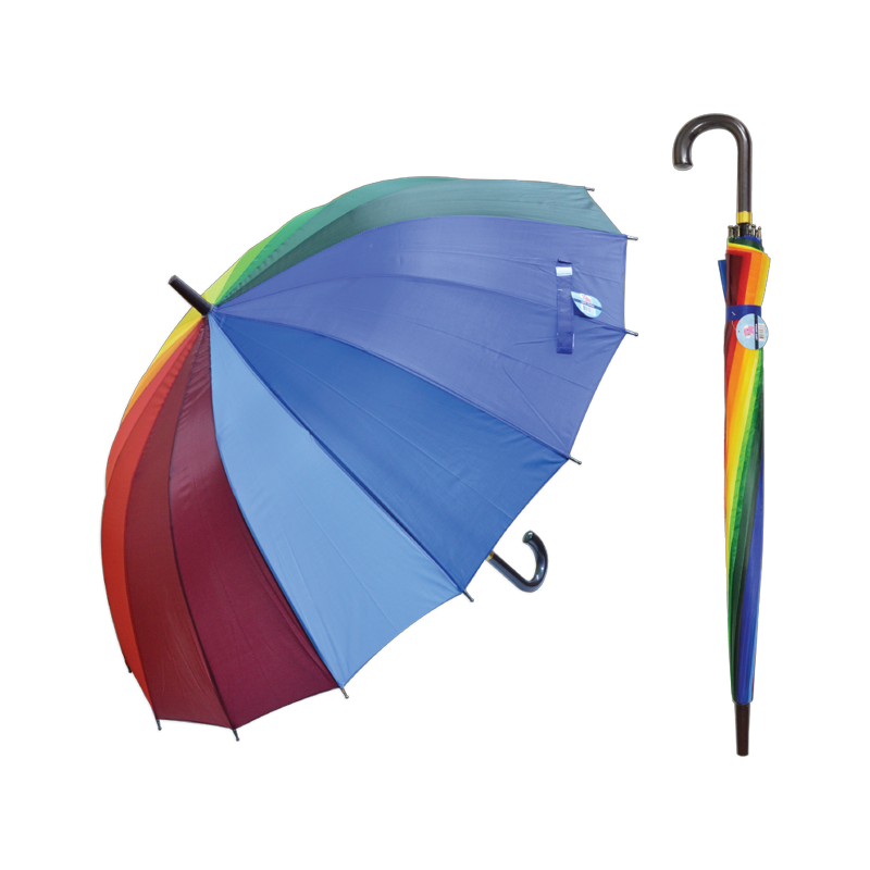 ร่มสายรุ้งด้ามยาวก้านถี่ ขนาด 68cm * 16K